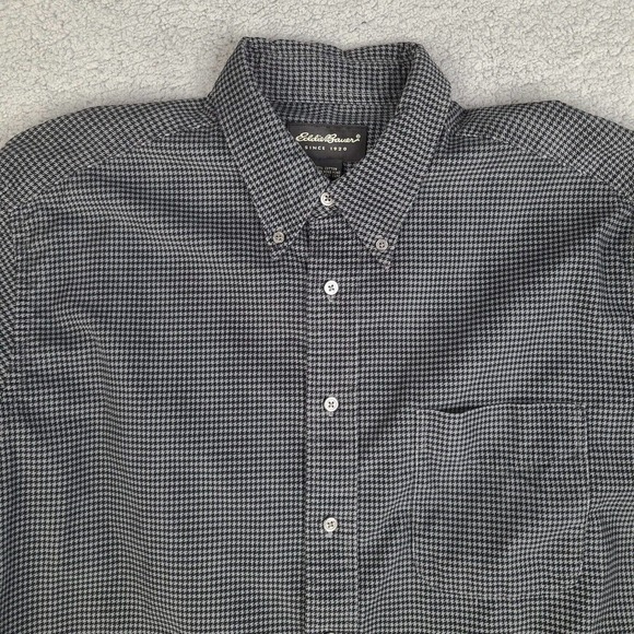 Eddie Bauer Shirt Mens Large Gray Black Soft Cotton Geometric Long Sleeve Button - Picture 2 of 12